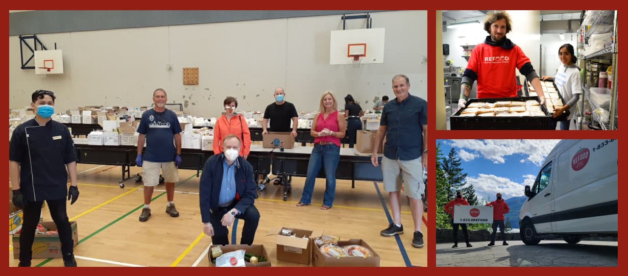 Volunteers sorting food